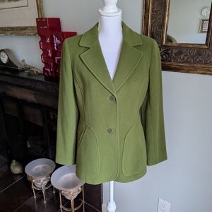 Doncaster Women's 8 Wool Cashmere Blend Green Button Up Peacoat Dressy Coat